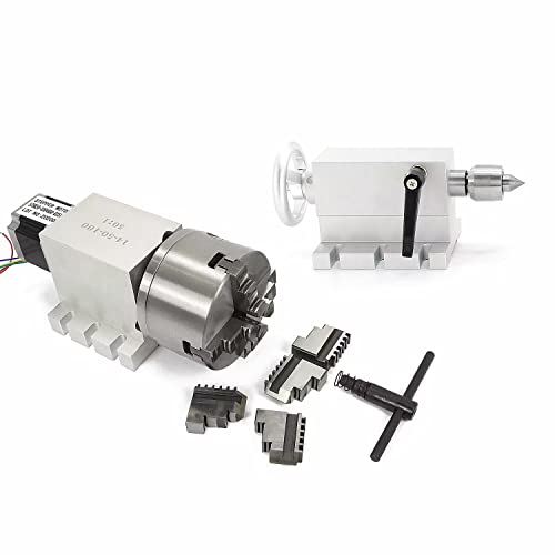 CNCTOPBAOS Engraving Machine Rotary 4th Axis,CNC Router Rotational Fourth A Axis,K12-100mm 4 Jaw Chuck Dividing Head,No Backlash Gapless Harmonic CNCTOPBAOS