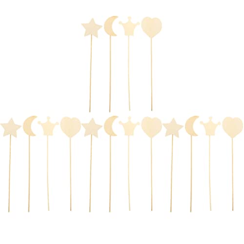 Toyvian Craft Supplies 12PCS Princess Fairy Wands Kit, Wooden Fairy Wands, Unfinished Wooden DIY Fairy Sticks Crafts Adorable Moon Wand for Girls Toyvian