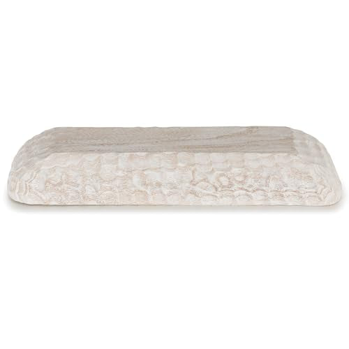 Hanobe Decorative Wood Dough Bowl: Wooden Centerpiece Table Decorations Natural Candle Holder Tray Decor Rustic Unfinished Hand Turned Trough Hanobe