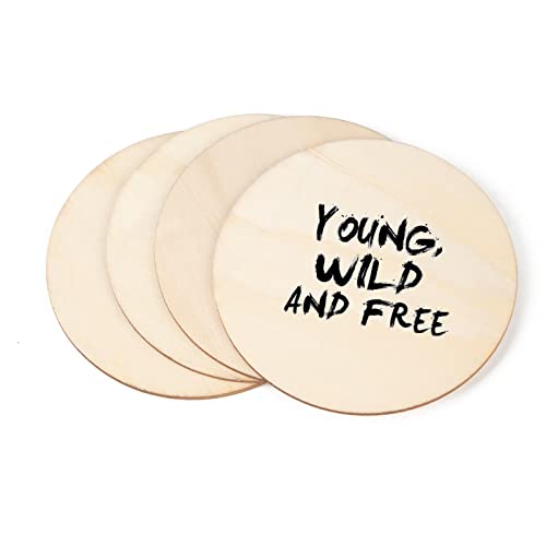 50PCS Unfinished Blank Wood Pieces, 4 x 4 Inch Natural Wooden Slices Cutouts for DIY Crafts Pyrograph Painting Staining Burning Engraving Carving LepoHome