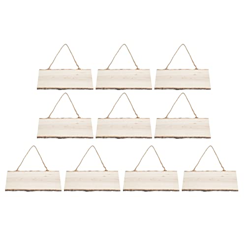 10pcs Unfinished Hanging Wood Signs, Blank Wood Sign Wood Plaque with Ropes for DIY Craft, Painting Writing HERCHR