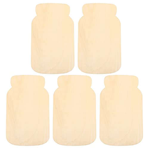 Healifty 5pcs Mason Jar Wood Chips DIY Wood Ornaments Wood Slices Wood Slice Crafts Wood Cutouts to Paint Unfinished Wood Shapes Ornament Crafts Wood Healifty