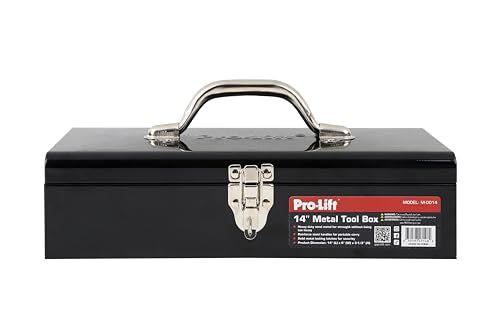 Pro-Lift Steel Tool Box – 14-inch Metal Toolbox Portable with Handle – Heavy Duty Metal Latch Closure Small Carry Storage Box Tools Organizer Pro-LifT