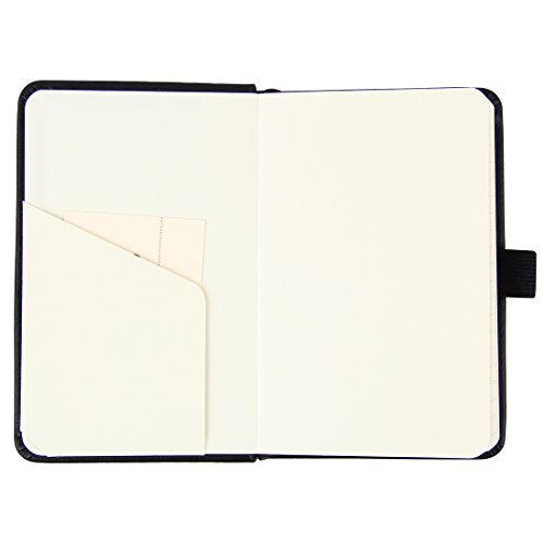 newestor (2-Pack Pocket Notebook 3.5" x 5.5", Small Hardcover Journal with Pen Holder, Inner Pockets, 100gsm Thick Ruled/Lined Paper, Black newestor