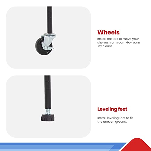 6 Tier Adjustable Metal Shelf Wire Shelving Unit Storage with Wheels 2100LBS Capacity 18" D x 48" W x 82" H for Restaurant Garage Pantry Kitchen BestOffice