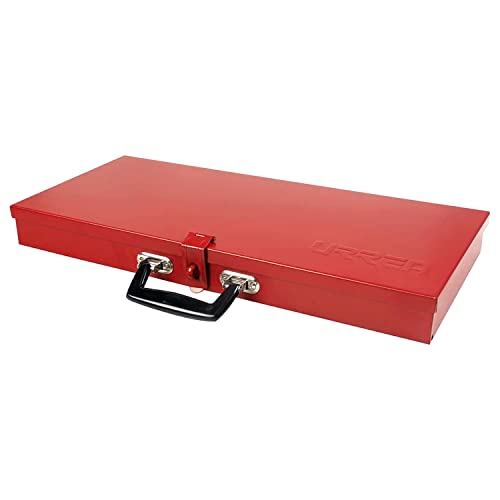 URREA Metal Tool Box - 19.5" x 8.7" x 2" Tool Storage/Organization Box with 24 Gauge Construction & Durable Red Finish - 5495 Urrea