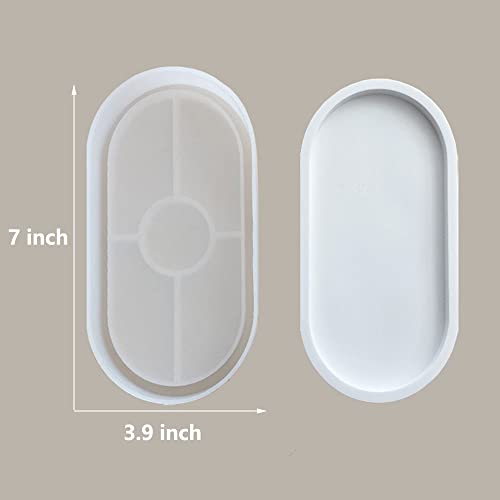 Resin Tray Molds, 2 PCS Oval Coaster Epoxy Resin Rolling Tray Mold for Resin Jewelry Making Mould DIY Jewelry Tray Dishes for Office Home Decoration BIGEBO