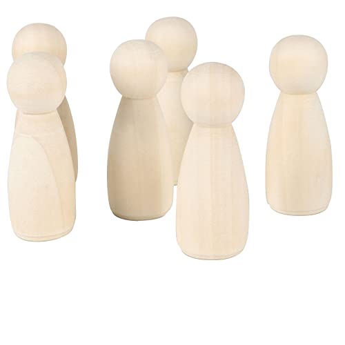 JAPCHET 50 Pack 3-1/2 Inch Large Wooden Peg Dolls, Unfinished Wooden Jumbo Peg People Wood Doll Bodies Figures for Painting, DIY Art Craft Projects, JAPCHET