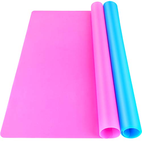 LEOBRO Silicone Mat, 2 PCS 15.7" x 11.7" Playdough Mat, Large Silicone Sheet for Crafts Jewelry Resin Molds Mat, Nonstick Silicone Craft Mats for LEOBRO