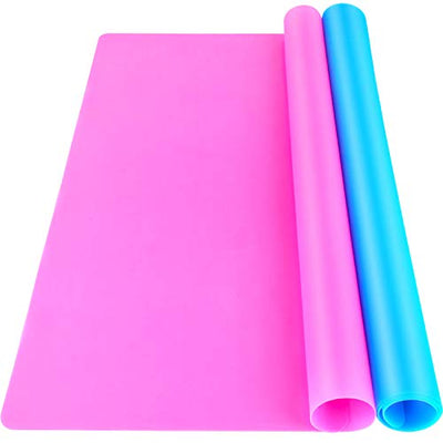 LEOBRO Silicone Mat, 2 PCS 15.7" x 11.7" Playdough Mat, Large Silicone Sheet for Crafts Jewelry Resin Molds Mat, Nonstick Silicone Craft Mats for