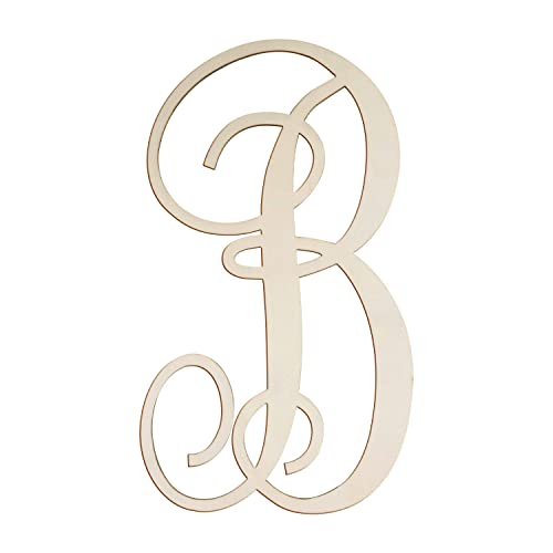 Cursive Wooden Letters B for Wall Decor 14 Inch Large Wooden Letters Unfinished Monogram Wood Letter Crafts Alphabet Sign Cutouts for DIY Painting Focal20