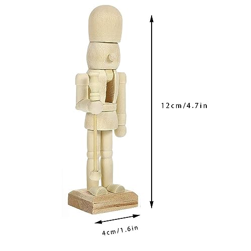RCFINE 6Pcs Nutcracker Christmas DIY Nutcracker Unfinished Blank Unpainted Nutcracker Figurine Ornament for Table Home Decoration RCFINE