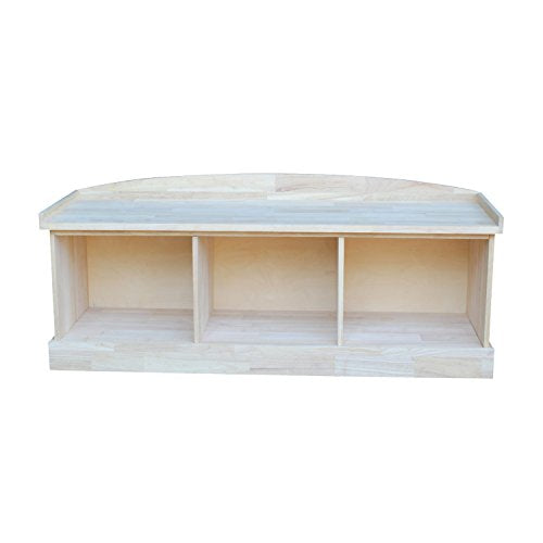 Unfinished Solid Hardwood Storage Bench with Butcher Block Surface by IC International Concepts IC International Concepts