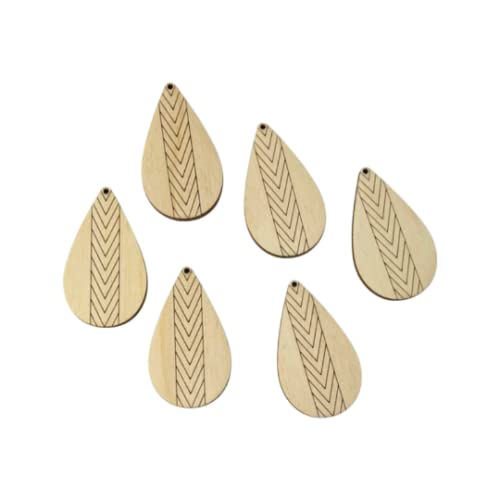 ALL SIZES BULK (12pc to 100pc) Unfinished Wood Cutout Chevron Lines Sectioned Teardrop Tear Drop Earring Jewelry Blanks Crafts Made in Texas Texan Wood Crafts