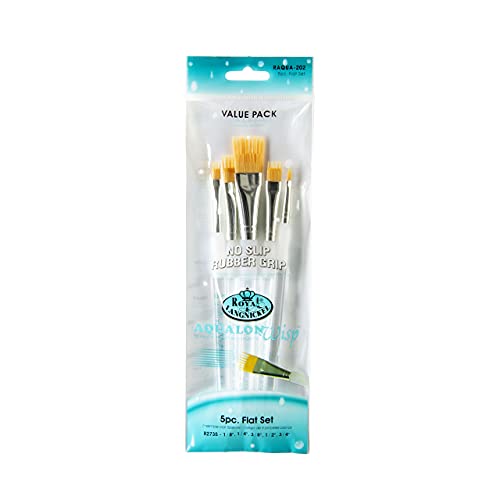 Aqualon Royal & Langnickel Wisp Flat Artist Brush Set, 5-Piece Aqualon