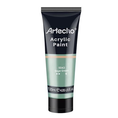 Artecho Professional Acrylic Paint, Sage Green (120ml / 4.05oz) Tubes, Art Craft Paints for Canvas, Rock, Stone, Wood, Fabric, Art Supplies for Artecho