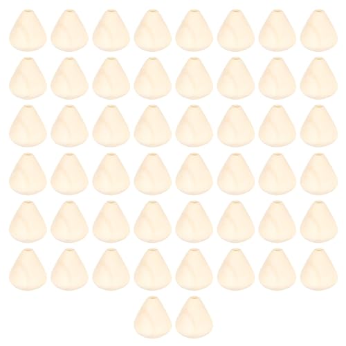 50Pcs Wooden Beads for Crafts, Natural Wood Beads Cone Shape Unfinished Wooden Loose Beads Wood Spacer Beads for Crafts DIY Jewelry Making HERCHR