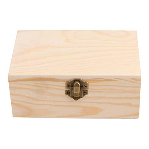 HEALLILY Unfinished Wood Jewelry Box Wooden Box with Lid and Locking Clasp DIY Craft Storage Case for Jewelry Gift Home Wedding Centerpiece HEALLILY