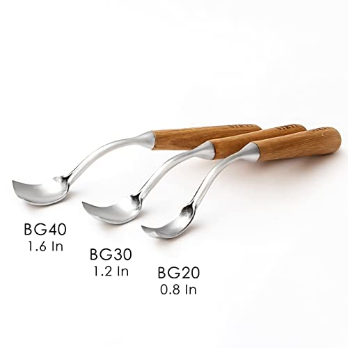 Stryi Long Bent Gouge 1.6 In BG40, Handmade Wood Carving Large Gouge For Two Hands, Deep Cuts Gouge, Volume Wood Cutting Tool, Kuksa Spoon Bowl StryiCarvingTools