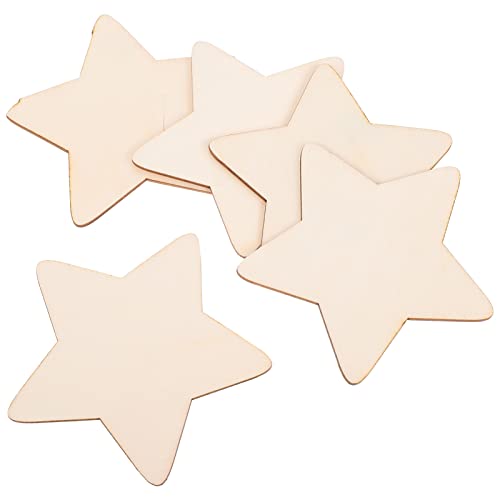 IMIKEYA Unfinished Wooden Stars: 50pcs Children DIY Painting Wooden Chips Star Shaped Cutout Blank Wood DIY Graffiti Wood Slices for Christmas IMIKEYA