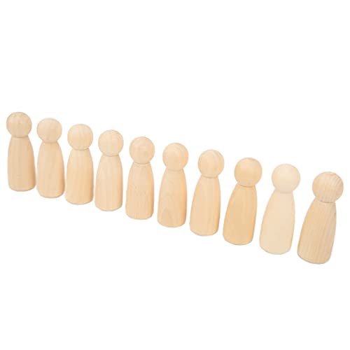 10Pcs Wooden Peg Dolls 75mm / 3.0in Unfinished Doll People Burr‑Free Develop Hands‑On Skills Wooden Decorative Figures for Kids Art and Creative DIY Pssopp