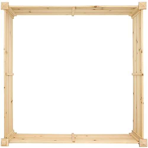 Sunnydaze 48-Inch Square Wood Raised Garden Bed - Outdoor Elevated Planter Box for Flower, Vegetable, and Herb Gardening Sunnydaze