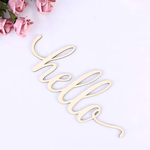 STOBOK 2pcs Wooden Hello Letter Signs Unfinished Wooden Hello Sign Rustic Wall Art Decoration Decorative Signs for Home Restaurant Wedding STOBOK