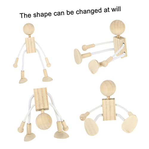 COHEALI 6pcs Wooden Cartoon Toy Wooden Robots to Paint Wooden Peg People Unfinished Wood Playthings Wood Doll Figures Robot Decor Unfinished Wood COHEALI