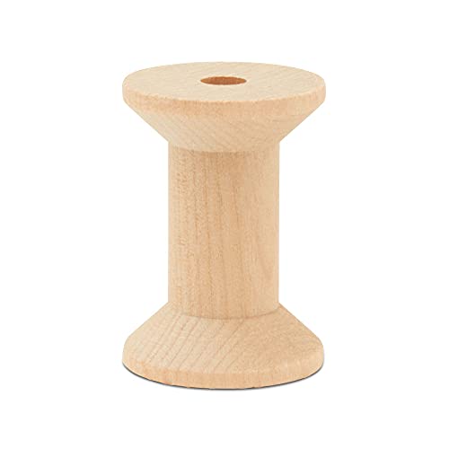 Hourglass Wooden Spools 2 x 1-3/8 Inch, Pack of 50 Large Wood Spools, Unfinished Birch, Splinter-Free for Crafts by Woodpeckers Woodpeckers
