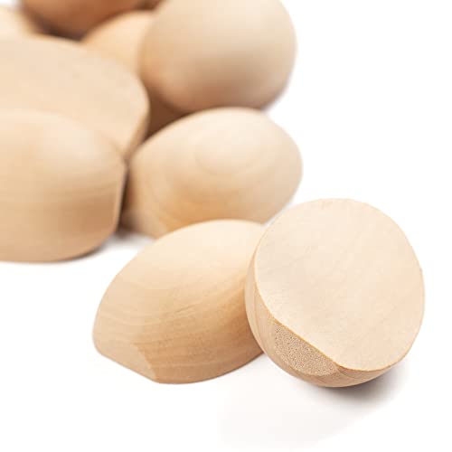 Pack of 12 Smooth Solid White Birch Unfinished Wood Split Eggs by Factory Direct Craft - Wooden Half Eggs for Easter Holiday and Everyday Crafts, Factory Direct Craft
