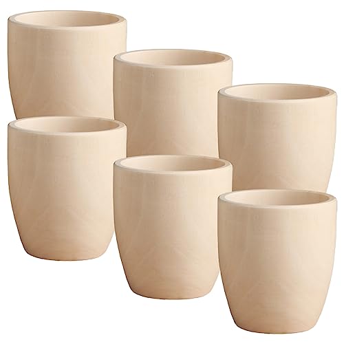 Set of 6 Wooden Glasses - Handmade Unfinished Wood Cups - Craft Kit for DIY Home Decor & Garden - Natural Solid Wood Tea Cup - Arts and Crafts for AEVVV