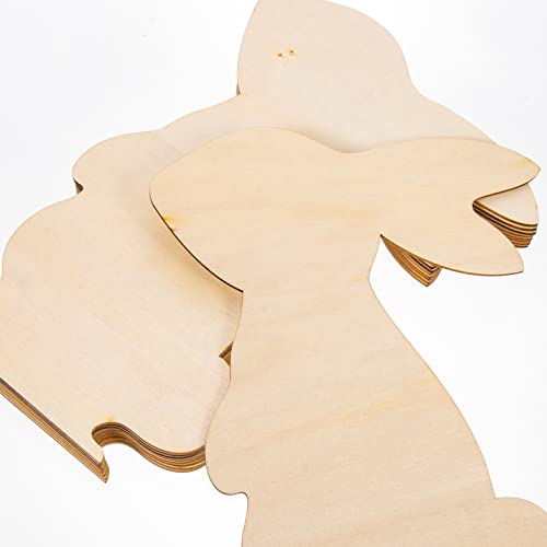 ABOOFAN 10Pcs Large Easter Bunny Wood Cutouts Unfinished Wooden Bunny Slices Blank Wood Rabbit Ornament for Painting Spring Decor Easter Party DIY ABOOFAN