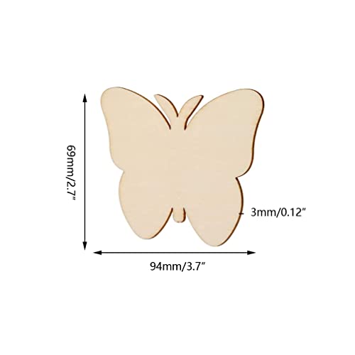 20 Pcs Butterfly Shaped Unfinished Wood Slices Wooden Embellishments for DIY Craft Projects Teensery
