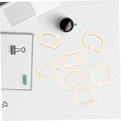 Operitacx 20pcs Small Photo Frame Wooden Shapes to Paint Blank Graffiti Cutouts Unfinished Wood Slices Undyed Photo Frame Pendants Wooden Picture Operitacx