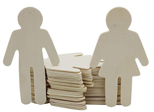 Creative Hobbies 24 Pack - 4.5 Inch Wood Male & Female Shapes, Wood Natural Slices Wooden Cutouts for DIY Crafts Painting Staining Burning, School Creative Hobbies