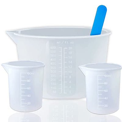 Silicone Resin Measuring Cups Tool Kit- 600ml/20oz Resin Mixing Cups, 2Pcs 100ml Measuring Cups, Silicone Stir Sticks, Resin Mixing Kit for Epoxy