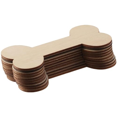 hobbyhub 50Pcs Blank Dog Bone Shape Wood Chips,Unfinished Wood for DIY Crafts Decor hobbyhub