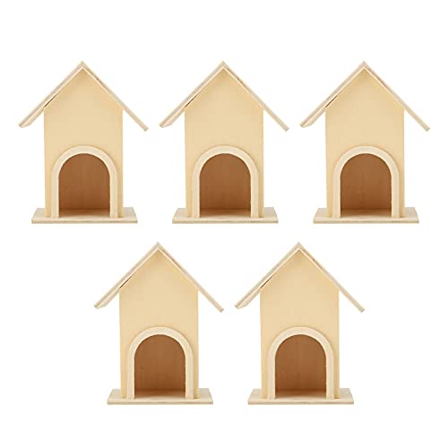5PCS Wooden Birdhouses, Wooden Bird House for Outdoor Hanging DIY Unfinished Wood Birdhouse DIY Bird Feeder Cagehanging Garden Patio Decorative for Beufee