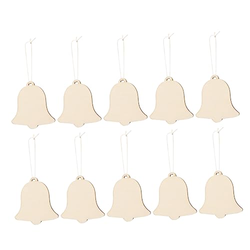 EXCEART 20 Pcs Xmas Tree Bell Ornament Holiday Wooden Shapes for Crafts Cutout Hanging Ornament Wood Ornaments Wooden Hanging Ornaments Wooden DIY EXCEART
