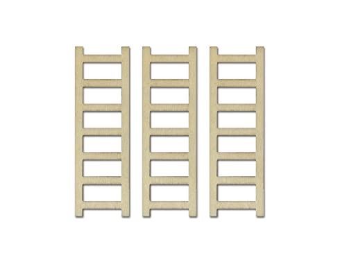 CraftMedley Wood Ladders - Miniature DIY Unfinished Wooden Dollhouse Diorama Ladders - 3 Piece - 3.25 Inches Tall, Brown CraftMedley