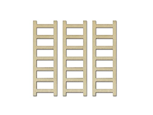 CraftMedley Wood Ladders - Miniature DIY Unfinished Wooden Dollhouse Diorama Ladders - 3 Piece - 3.25 Inches Tall, Brown