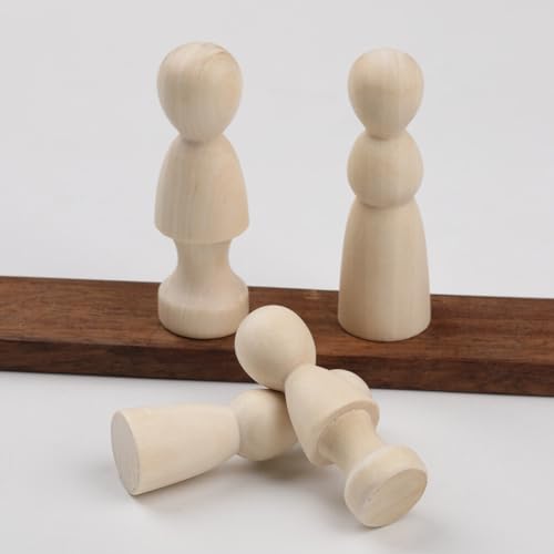 Abaodam Unfinished Blank Wooden Peg Dolls,10pcs Angel Peg Dolls DIY Natural Wood Doll Bodies People Figures Blank Plain Unpainted Puppet for Painting Abaodam