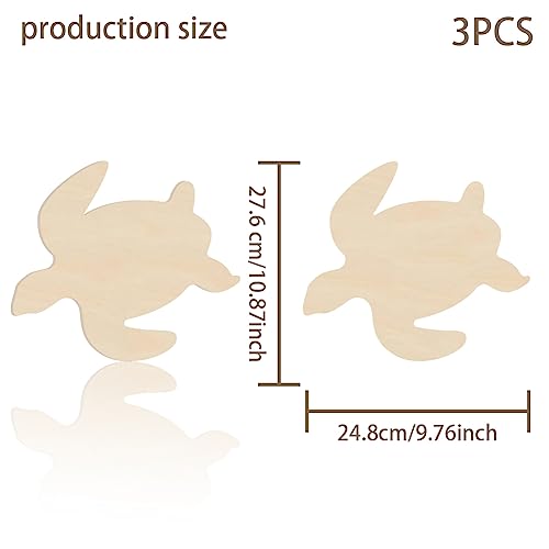 BENECREAT 3Pcs Sea Turtle Wooden Cutouts, 10.8x9.7inch Unfinished Wooden Tortoise Cutouts, Wooden Pieces for DIY Summer Beach Decor, Wooden Signs and BENECREAT