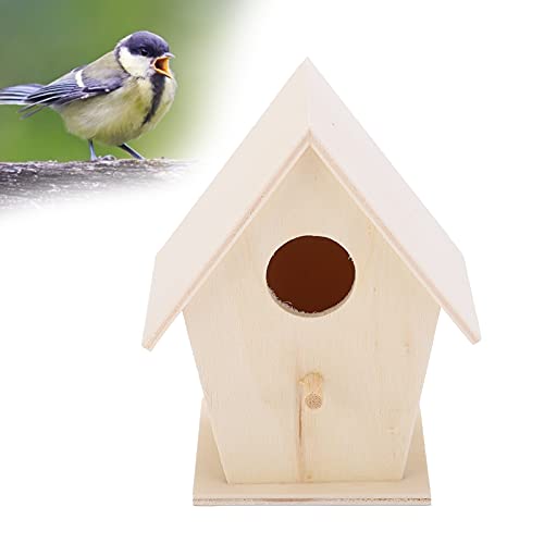 Wooden Bird House, Outside Garden Patio Decorative DIY Bird Feeder Houses Hanging Birdhouse Unfinished Birdhouse for Decorations Indoors Zerodis