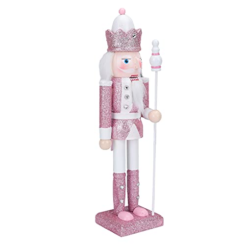 SEWACC Christmas Nutcracker Wooden Nutcracker Ornaments Christmas Decoration Unfinished Nutcracker Figurines Puppet (Pink) SEWACC