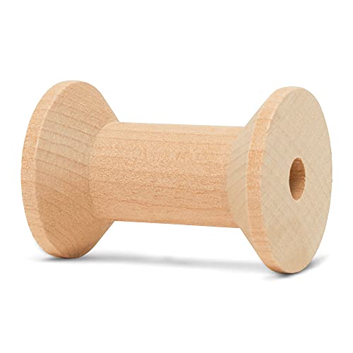Hourglass Wooden Spools 2 x 1-3/8 Inch, Pack of 50 Large Wood Spools, Unfinished Birch, Splinter-Free for Crafts by Woodpeckers Woodpeckers