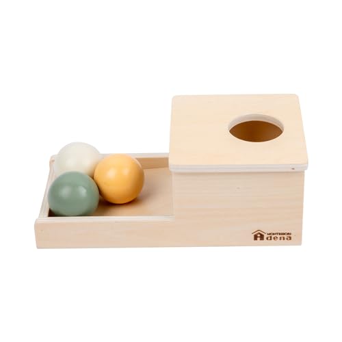 Adena Montessori Object Permanence Box with Tray Three Wooden Balls Montessori Toys for 6-12 Months Baby Adena Montessori