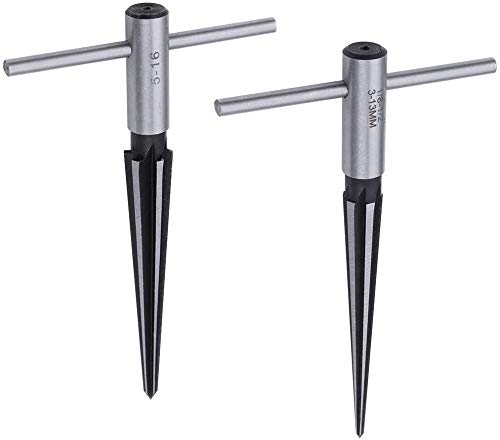 AOWESM Guitar Tapered Reamer Set 3-13mm(1/8''-1/2'') & 5-16mm(½"-5/8") Bridge Pin Hole Hand Held Taper Reamers 6 Fluted Chamfer Reaming Guitar AOWESM