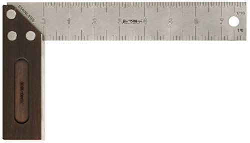 Johnson Level & Tool 8" Professional Aluminum Try Square, Silver, Corrosion-Proof With Stainless Steel Blade And Etched Graduations