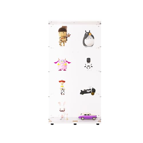 Beauty4U Elegant White Glass Display Cabinet with 4 Shelves and 2 Doors Beauty4U